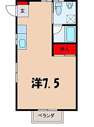 JR飯田線 北殿駅 徒歩31分の賃貸アパート 1階ワンルームの間取り