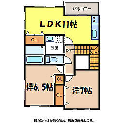 ソレーユ 2階2LDKの間取り