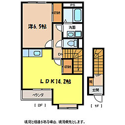 JR飯田線 田畑駅 徒歩34分の賃貸アパート 2階1LDKの間取り