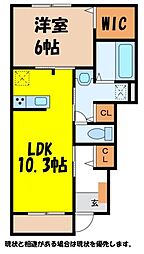 le Printemps II 1階1LDKの間取り