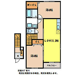 JR飯田線 伊那北駅 3.6kmの賃貸アパート 2階2LDKの間取り