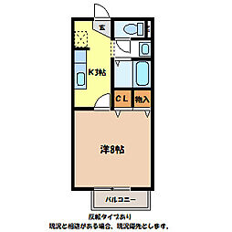 JR飯田線 伊那北駅 徒歩21分の賃貸アパート 2階1Kの間取り