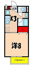 JR飯田線 伊那松島駅 徒歩9分の賃貸アパート 1階1Kの間取り