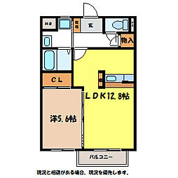 JR飯田線 北殿駅 徒歩10分の賃貸アパート 1階1LDKの間取り