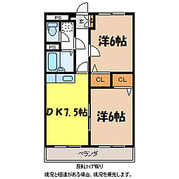 アーバンN.KB棟 2DKの間取図画像