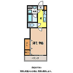 ララコスモ 1Kの間取図画像