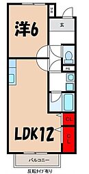 リバティハイツA 1LDKの間取図画像