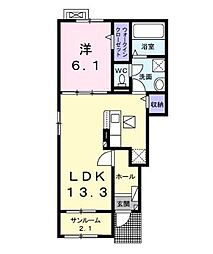 上伊那郡南箕輪村アパート 1LDKの間取図画像
