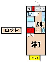 ハイツAlbaA 1Kの間取図画像