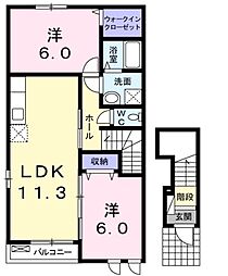 フラワーヒルズ2 2LDKの間取図画像