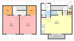 オークハイツ 2LDKの間取図画像