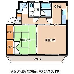ハイツミヤザワ 2Kの間取図画像