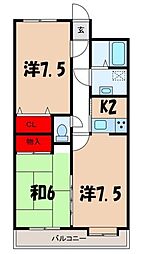オリンパスNPライトコート伊那 2LDKの間取図画像