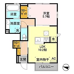リストーロ 1階1LDKの間取り