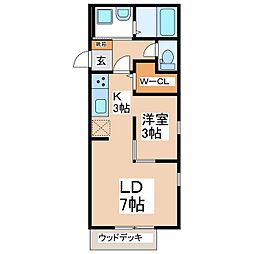 グランレナード上田 1階1LDKの間取り