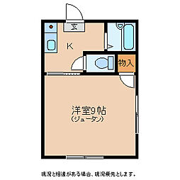 新風ハイツ3号 1階1Kの間取り