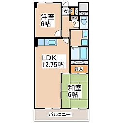 サンライズマンションB棟 1階2LDKの間取り