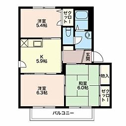 ロベリア 2階3Kの間取り