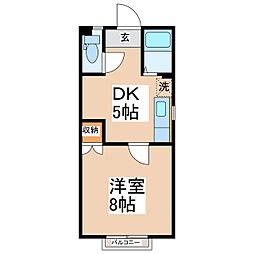 コーポ花園 2階1DKの間取り