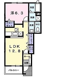 アルカンシエル・コロレA 1階1LDKの間取り