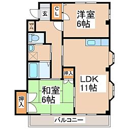ホワイン　サンビエン 1階2LDKの間取り