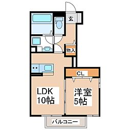 アルシャヴィン 1階1LDKの間取り