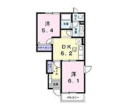 イリーゼ 1階2DKの間取り