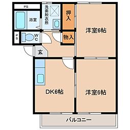 サープラスクラージュ 2階2DKの間取り