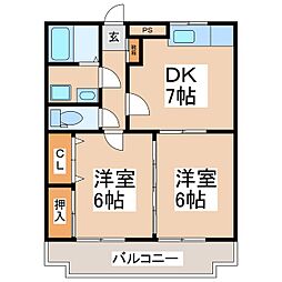 アシスト上田マンション 1階2DKの間取り