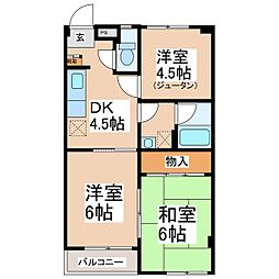 アップルハイツ英 3Kの間取図画像