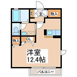 ラフィネ西脇S 2階ワンルームの間取り