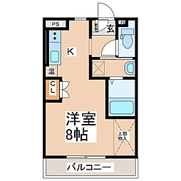 BRANDNEW常田 3階ワンルームの間取り