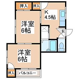 セントラルビル 2階2Kの間取り