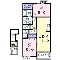 ル・ラフィーネ 2LDKの間取図画像