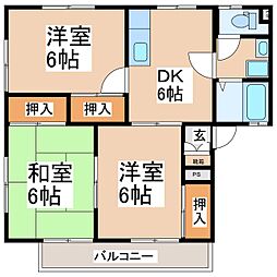 グリーンハイツ山口 3DKの間取図画像