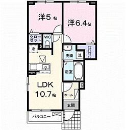 フォレストヒルズB 2LDKの間取図画像