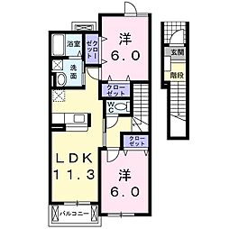 エレガンスラピーニB 2LDKの間取図画像