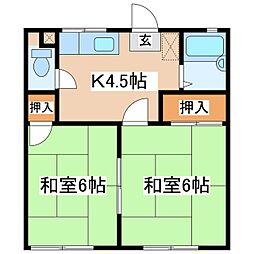 フレグランス中丘 2Kの間取図画像