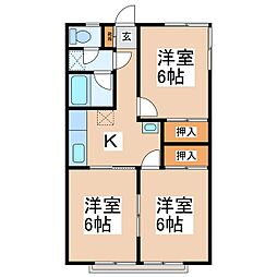 篠原マンション 3Kの間取図画像
