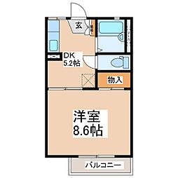 フレグランスりんどう 1DKの間取図画像