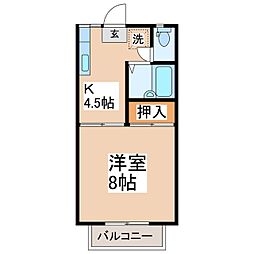 ハウスポートマロミ 1Kの間取図画像
