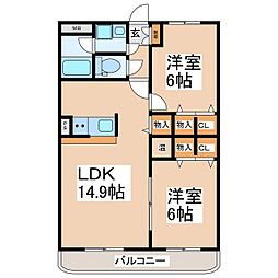 ロイヤルコート 2LDKの間取図画像