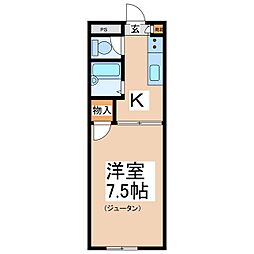 新風ハイツ第二 1Kの間取図画像