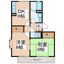 サンハイツB 2DKの間取図画像