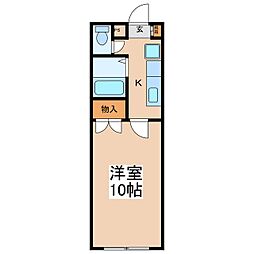 常磐城マンション 1Kの間取図画像
