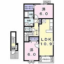 ラフィネ 2LDKの間取図画像