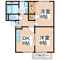 サープラス田島 2DKの間取図画像