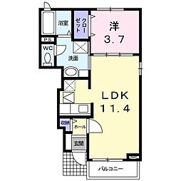 イリーデトウール 1LDKの間取図画像