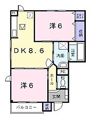 フィデールA 2DKの間取図画像