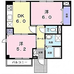 クラールC 2DKの間取図画像